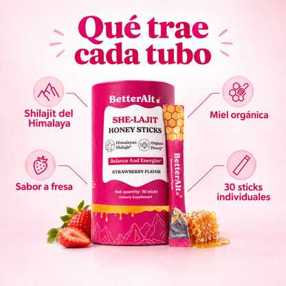 She-Lajit Honey Sticks | Energía y equilibrio con sabor a fresa