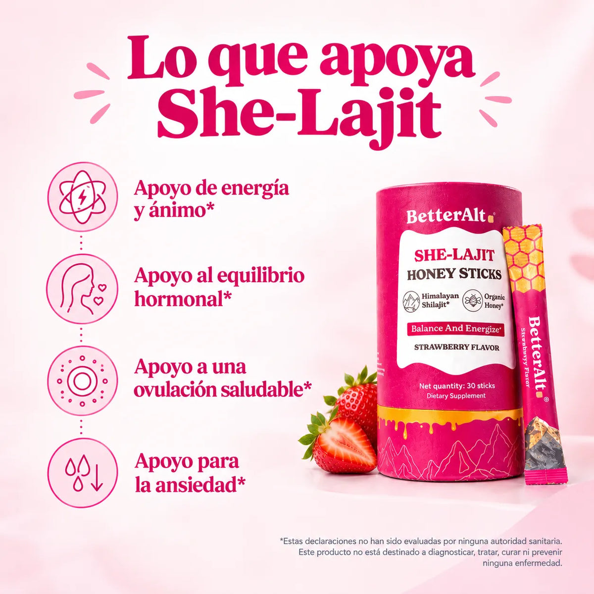 She-Lajit Honey Sticks | Energía y equilibrio con sabor a fresa